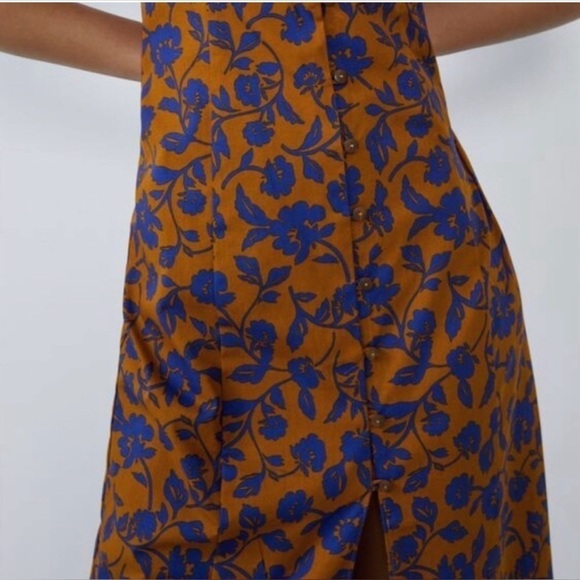 Zara Floral Printed Poplin Midi Dress - Picture 4 of 8